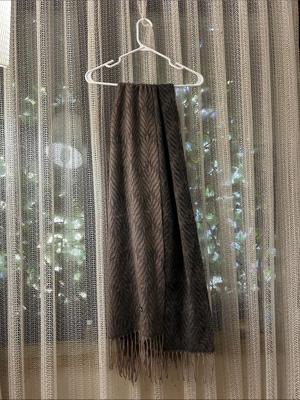 Authentic Kashmir Cashmere Soft Brown Herringbone Throw Blanket - Home Accents